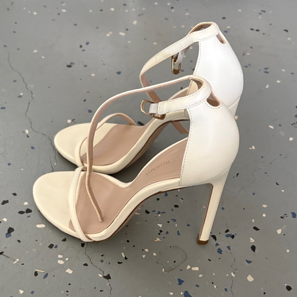 Stuart Weitzman White Strappy Heels